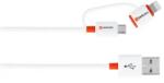 SKROSS Cablu USB 2.0 A tata - micro USB, lightning, 1m, alb, Essentials Line Skross (CABLE-USB/UUSB/L-1.0WE-SKRS)