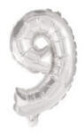  Silver, Ezüst 9-es szám fólia lufi 10 cm (PNN91547) - decorit