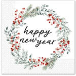  Happy New Year Wreath szalvéta 20 db-os 33x33 cm FSC (PNN95389)