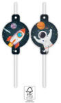  Űr Rocket Space papír szívószál, 4 db-os szett FSC (PNN93742)