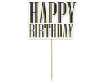 Happy Birthday Black torta dekoráció 13 cm (MLG172386) - decorit
