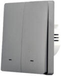SmartWise B62 UNI Wi-Fi + eWeLink-Remote, univerzális bekötésű, 2 áramkörös, fizikai nyomógombos okos villanykapcsoló, szürke