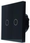 SmartWise T62 UNI Zigbee 3.0 + RF, univerzális bekötésű, 2 áramkörös okos érintőkapcsoló, fekete üveg előlappal