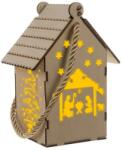 Ruhhy LED fából készült adventi lámpás, elemes, 14×7, 5×10, 2 cm, meleg fény (00022163)