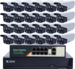  24 KAMERÁS 5MP, IP, PoE SWITCH, AI, 60M IR, H. 265, ONVIF CSŐKAMERA RENDSZER
