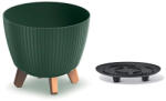 Prosperplast Lamia virágcserép lábakkal, 24 cm - fenyőzöld (DLAL240-2411U)