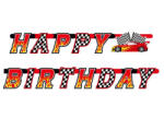 Godan Autóverseny Race Happy Birthday papír felirat 220 cm (MLG154290)