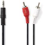 Nedis Cablu audio stereo 3.5mm tata - 2x RCA tata, 1m, negru, Nedis (CAGB22200BK10)