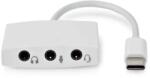 Nedis Adaptor USB-C tata - 3x audio 3.5mm mama, 0.1m, alb, box, Nedis (CCGB65900WT01)