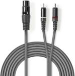 Nedis Cablu audio stereo XLR 3-Pini mama - 2x RCA tata, 2m, gri, Nedis (COTH15220GY15)