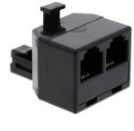 WELL Adaptor-1xRJ11(6P4C)-tata-2x-RJ11(6P4C)-mama, -negru-Well (TEL-0007BK-WL)