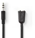 Nedis Adaptor Audio Stereo 3.5mm tata - 2x 3.5mm mama, 0.2m, negru, Nedis (CAGP22100BK02)