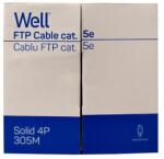 Well Cablu de retea F/UTP Well, cat5e, 8 fire din cupru, rola 305m, gri (FTP5E-CU-305-WL)