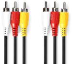 Nedis Cablu video 3x RCA tata - 3x RCA tata, 1.5m, negru, Nedis (CVGL24300BK15)