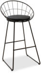 FDY Scaun Bar Spow Cadru Metalic Negru Tapiterie Piele Ecologica Neagra