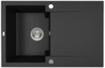 Laveo PICO 45S egymedence csepptálcás szemcsés fekete gránit mosogató helytakarákos szifonnal (SRH_711Y)