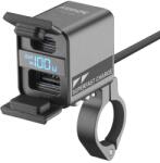 Interphone USB-C, USB-A töltő motoros akkumulátortöltővel fekete