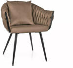 SIGNAL MEBLE Nuvo Velvet Bársony Étkezőszék Sötétbézs Steppelt Háttámlával (SIG-NUVOVCCBE) - prodis