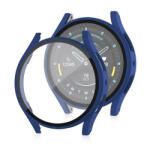 Samsung Galaxy Watch 7 (40 mm) SM-L300 / L305, Műanyag védőkeret, kijelzővédő üveggel, közepesen ütésálló, szíj nélkül, sötétkék