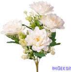  Dália 7 ágú selyemvirág csokor 36cm - Fehér