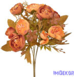  Peónia 5 ágú selyemvirág csokor 28cm - Narancssárga