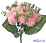  Krizantém 18 ágú selyemvirág csokor 38cm - Rózsaszín