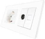 Luxion Priza Schuko + TV + Internet cu Rama Din Sticla LUXION SmartElectro IntelligentHouse (LX-1MP010/26/25G-W)