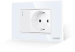 Luxion Intrerupator Simplu + Priza cu Rama din Sticla LUXION, Standard Italian, 3M SmartElectro IntelligentHouse (LXI-008/045GF-W)