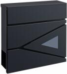 [en. casa] Cutie Postala Metalica Gri Antracit cu Suport pentru Ziare/Reviste si Fereastra Vizualizare, Dimensiuni 37x37x10 cm (78978114)