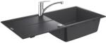 GROHE Set chiuveta compozit Grohe K400 60 cm negru si baterie Via (31884AP0) - sanoterm