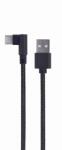 Gembird CC-USB2-AMCML-0.2M USB-A apa - USB-C apa 2.0 Derékszögű adat és töltőkábel - Fekete (0.2m) (CC-USB2-AMCML-0.2M) (CC-USB2-AMCML-0.2M)