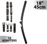 Carguard Ablaktörlő 18"/45 cm, 10 db adapterrel, 55738N
