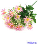  Szeldelt virágú margaréta csokor bogyóval 33cm - Mályva