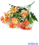  Szeldelt virágú margaréta csokor bogyóval 33cm - Korall