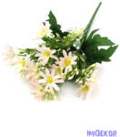  Szeldelt virágú margaréta csokor bogyóval 33cm - Halvány Rózsaszín