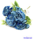  Peónia selyemvirág csokor 32cm - Kék