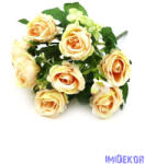  Rózsa selyemvirág csokor 27cm - Barack