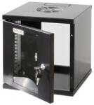 Manhattan Rackszekrény - 10" fali kivitel (6U, 320 (h) x 300 (w) x 300 (d) mm, Összeszerelt, Fekete) (711692) - securezone