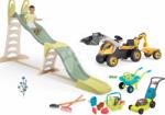 Smoby Set tobogan și tractor cu pedale Super Megagliss 2in1 Life Smoby cu încărcător şi remorcă cu unelte de grădină (SM820201-8)
