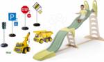 Smoby Set tobogan cu triplu val și babytaxiu constructor Super Megagliss 2in1 Life Smoby cu braț mobil și basculantă cu semafor electronic și indicatoare rutiere (SM820201-9)
