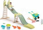 Smoby Set tobogan cu triplu val și roabă cu unelte de grădină Super Megagliss 2în1 Life Smoby cu lungime de alunecare reglabilă de 360 cm și găleată cadou (SM820201-18)