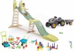 Smoby Set tobogan cu triplu val și tractor cu pedale Super Megagliss 2în1 Life Smoby cu roabă și set sportiv pentru grădină (SM820201-30)