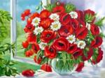 MagicArt Pictură mozaic cu diamante MagicArt: Premium - Maci și margarete, 20 x 30 cm, cu mărgele rotunde + AB (VC-TY1242)