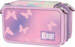 ST.RIGHT Penar cu rechizite St. Right Pink Butterflies - Cu 3 fermoare (PC05) Penar