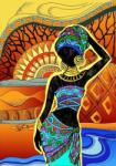 MagicArt Pictură mozaic cu diamante MagicArt - Femeie africană, 30 x 40 cm, cu mărgele rotunde (VC-DZ01)