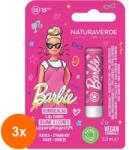 Naturaverde Set 3 x Balsam de Buze Naturaverde Barbie, Capsuni, 5 ml (ROC-3xSODI00777)