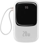 Baseus Qpow Pro Powerbank USB-C kábellel USB-C 2xUSB 20000mAh 20W fehér (PPQD060202) (PPQD060202) (PPQD060202)