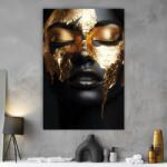DUBLEZ Tablou negru cu auriu - Portret modern