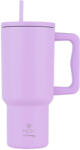 Estia Home Art Straw Tumbler XL Save the Aegean Reciclabil Pahar cu mâner Termos Oțel inoxidabil Fără BPA 900ml Lavender Purple cu Pai și Mâner 01-32159 (01-32159)