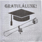  Szalvéta 33x33cm 10db Ballagásra, Diplomaosztóra, Ezüst (LUFI308568)